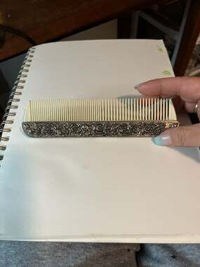 Vintage Sterling Silver Repousse Floral Vanity Hair Comb